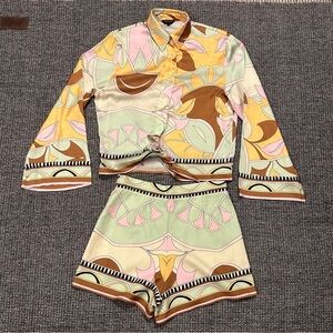 Beulah Pastel Patterned 2-Piece Skort Set